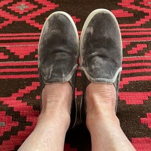 Joie gray velvet slip-on, sneaker soled shoes